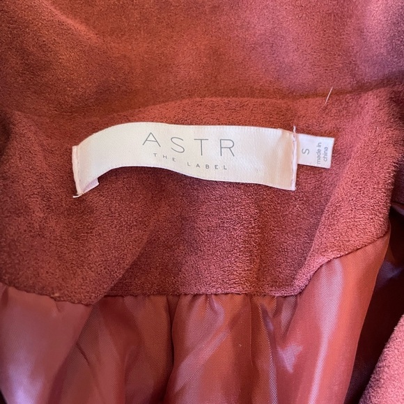 ASTR the Label Faux Suede Moto Jacket crop cropped motorcycle orange brown s - Picture 4 of 7